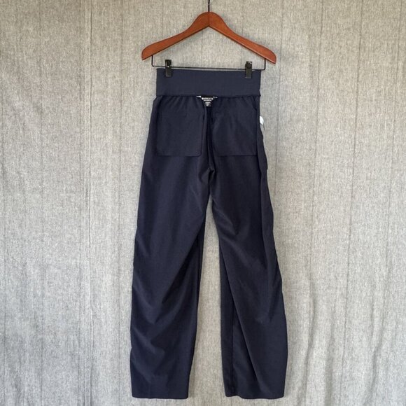 Athleta Nolita Navy Blue High Rise Elastic Waist Wide Leg Pants Size 8 Tall - Picture 9 of 14